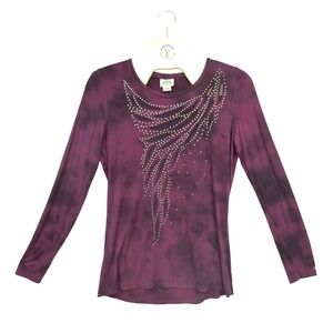 Ariat Women's Studded Rhinestone Western Top Plum Long Sleeve XL